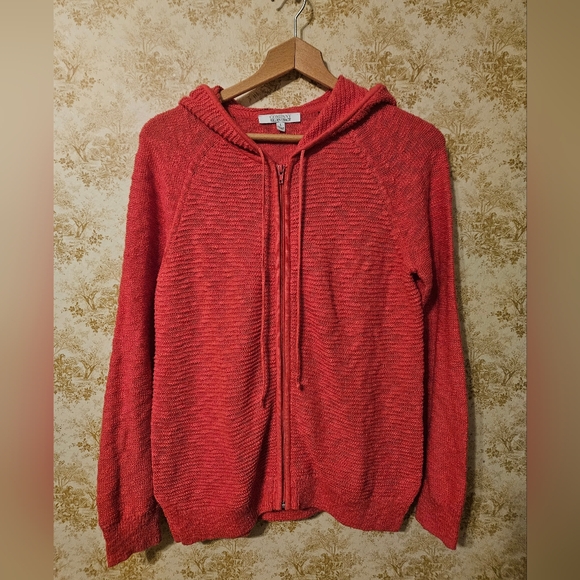 Ellen Tracy Sweaters - Large Ellen Tracy Knit  hooded zipper sweater